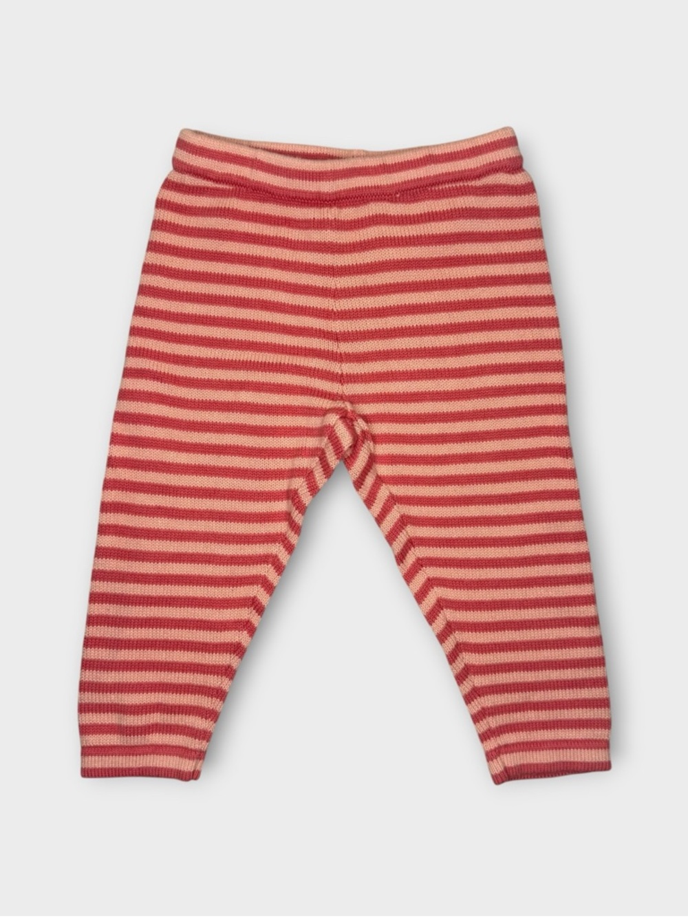 Tea Collection Pink Coral Striped Knit Pima Cotton Leggings